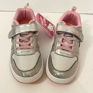 Hello Kitty Girls Sneakers Silver Pink Kids Size 5 EU 36 NWT